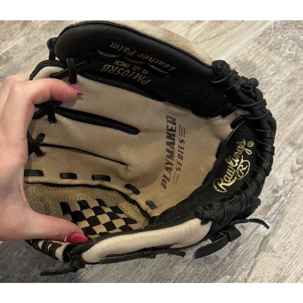 Rawlings PM105RB Playmaker Youth Baseball Glove RHT 10.5" Leather Black Tan - Picture 3 of 5